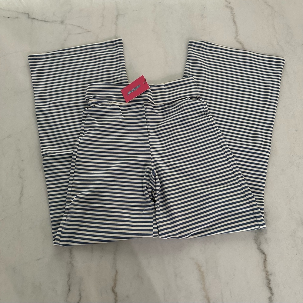 Edikted Wide Leg Fold Over Pants Blue stripe small sold out nwt